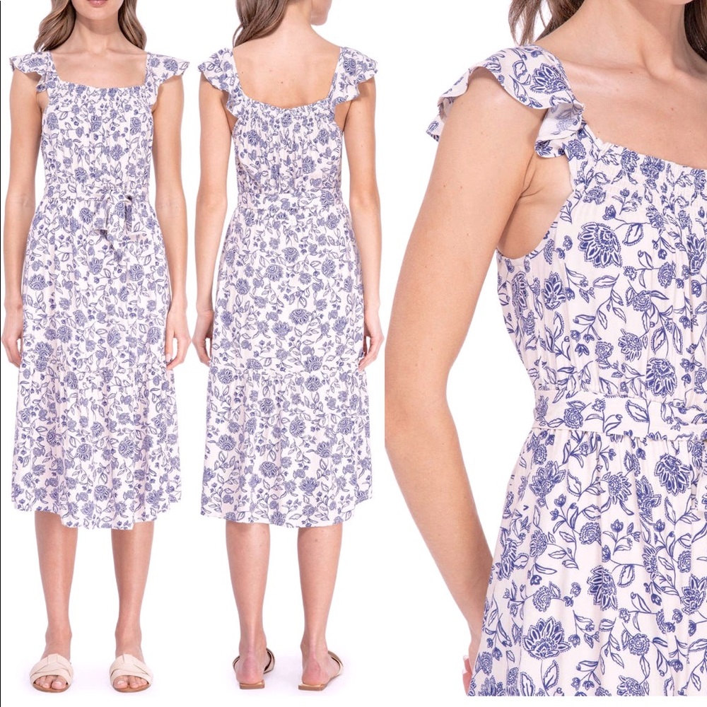 Bobeau Ruffle Strap Midi Dress